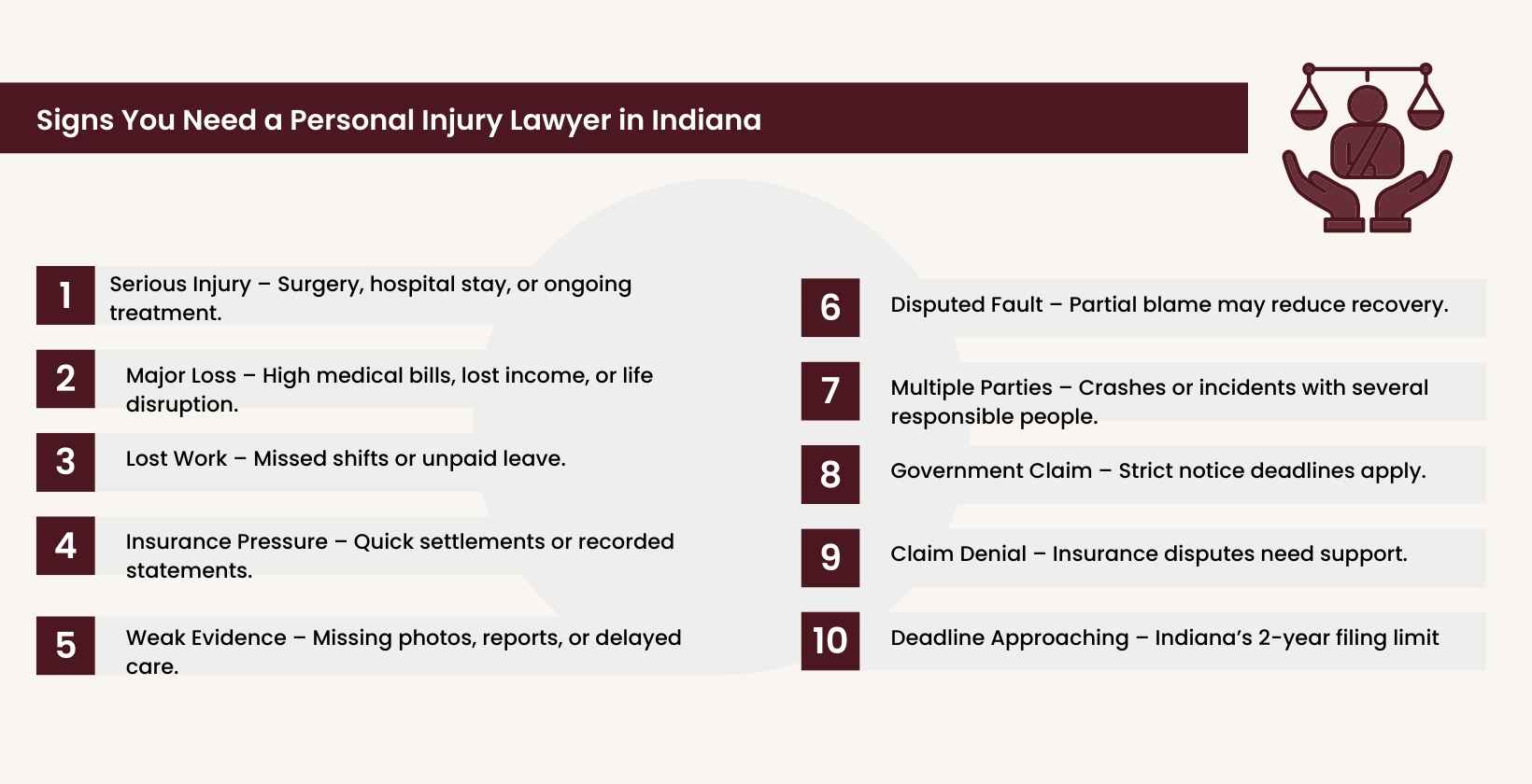 Signs You Need a Personal Injury Lawyer in Indiana