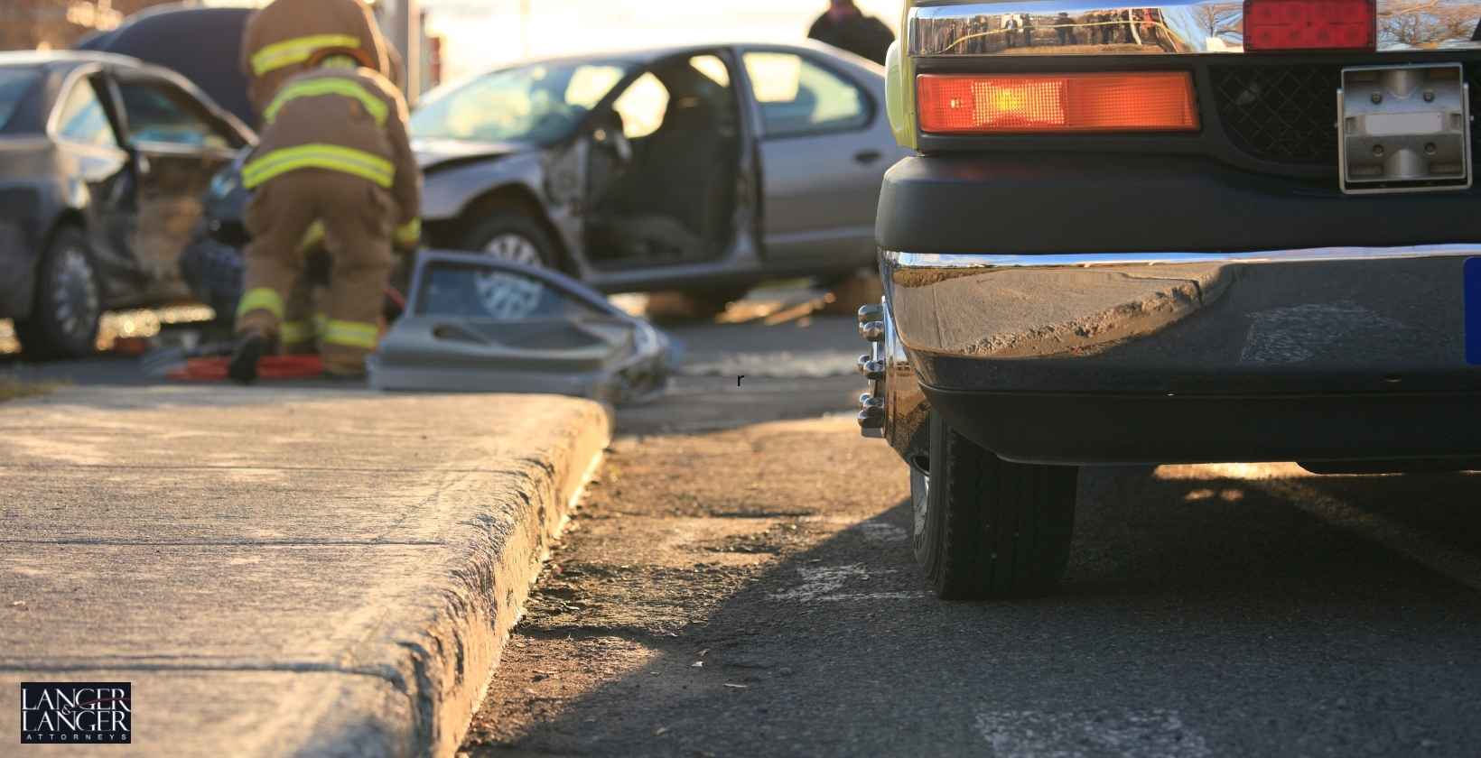 Five-Vehicle Crash Involving Dump Truck