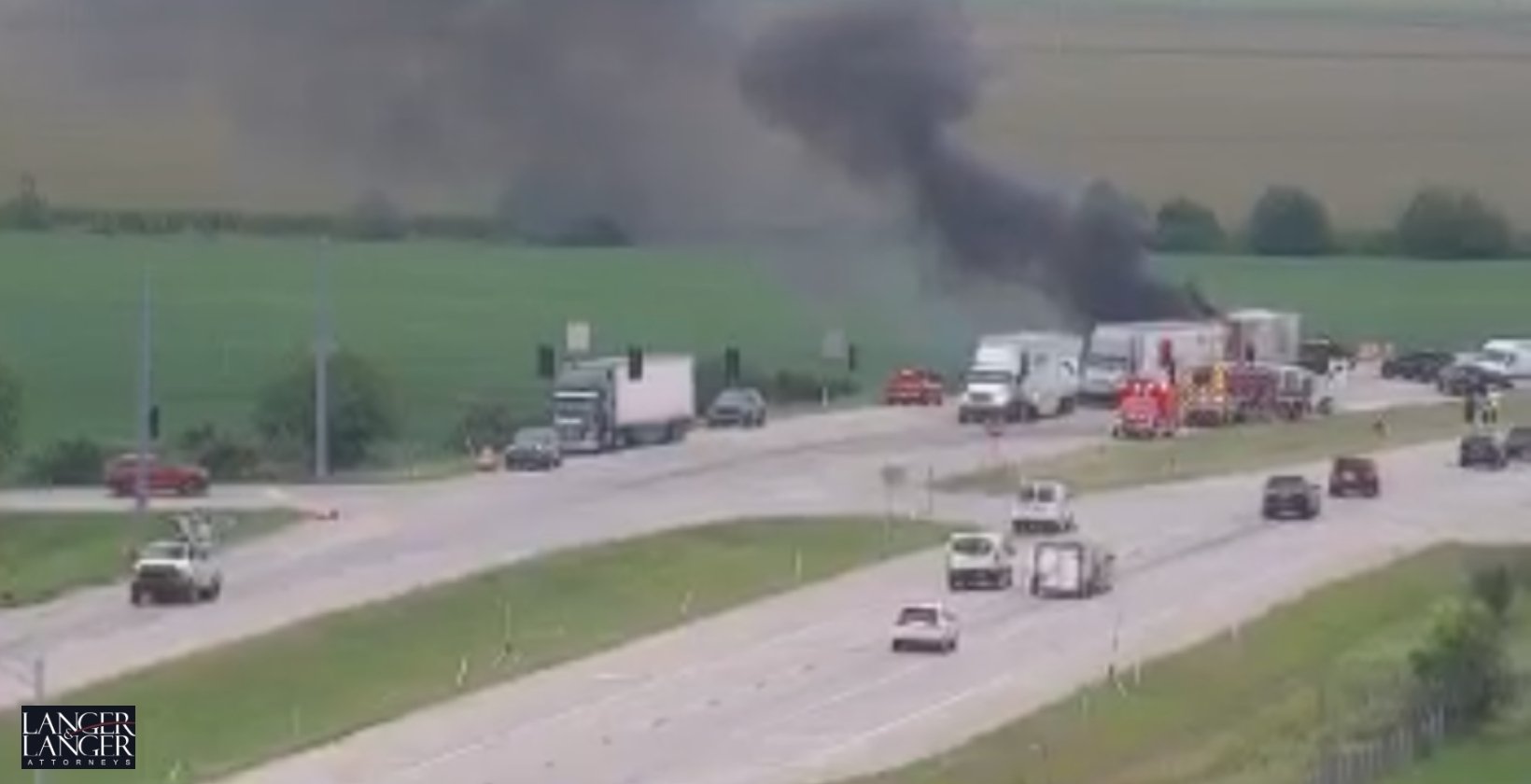 Three Semitrailers Collide